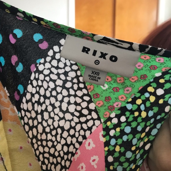 RIXO Patchwork Patterned Sleeveless Diamond Midi Shift Dress - Picture 4 of 10